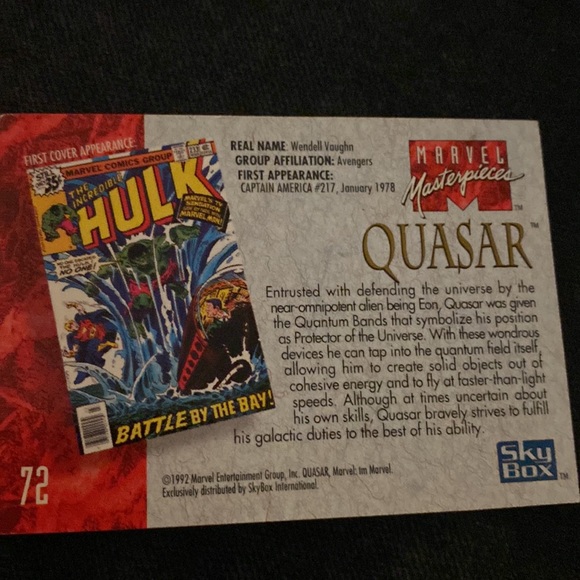 MARVEL MASTERPIECES 1992 Quasar Trading Card - Picture 2 of 2